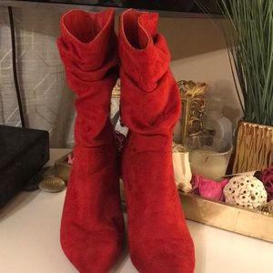 Red suede boots
